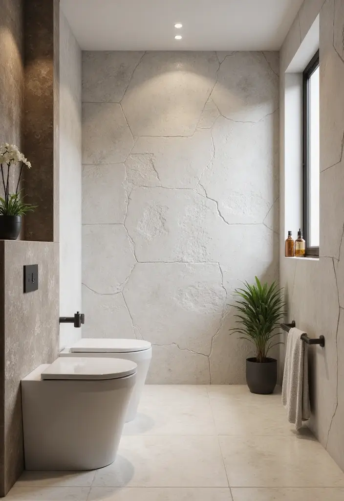 29 Wet Wall Bathroom Ideas That Add Texture - 3. Geometric Wall Panels