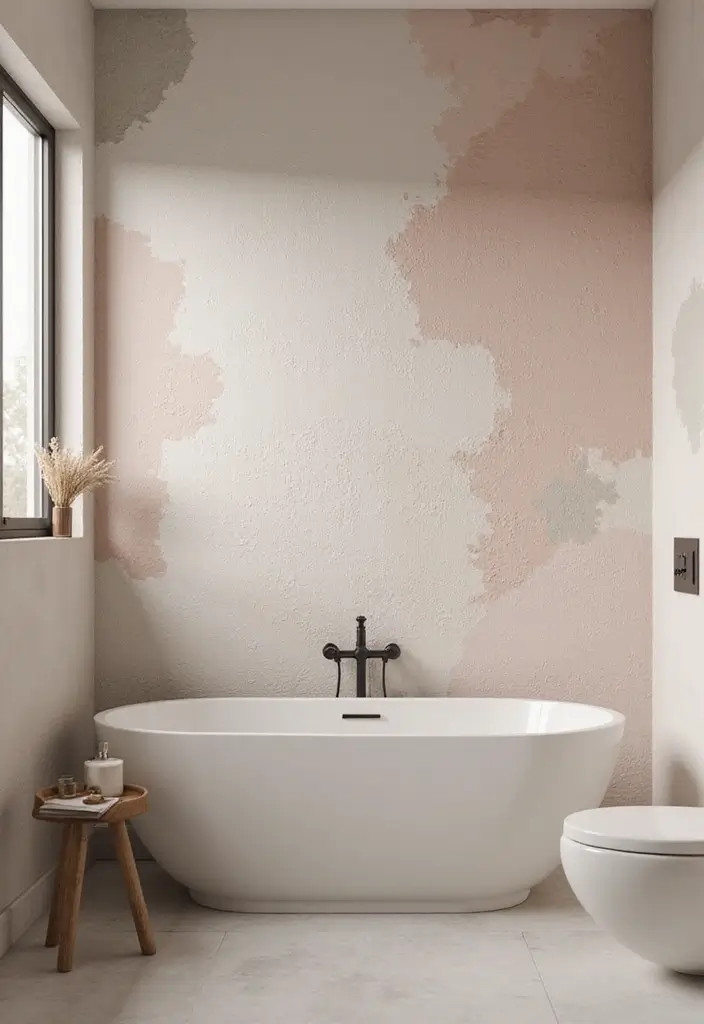 29 Wet Wall Bathroom Ideas That Add Texture - 5. Textured Paint Finishes