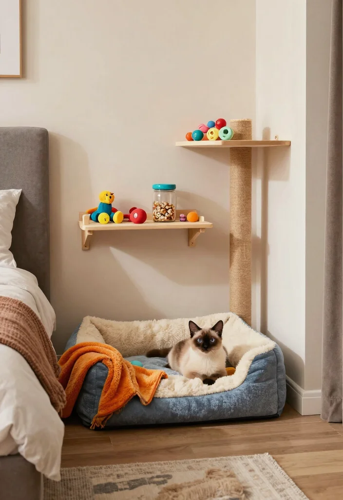 15 Bedroom Nook Ideas for Cozy Private Corners - 11. Playful Pet Nook 1