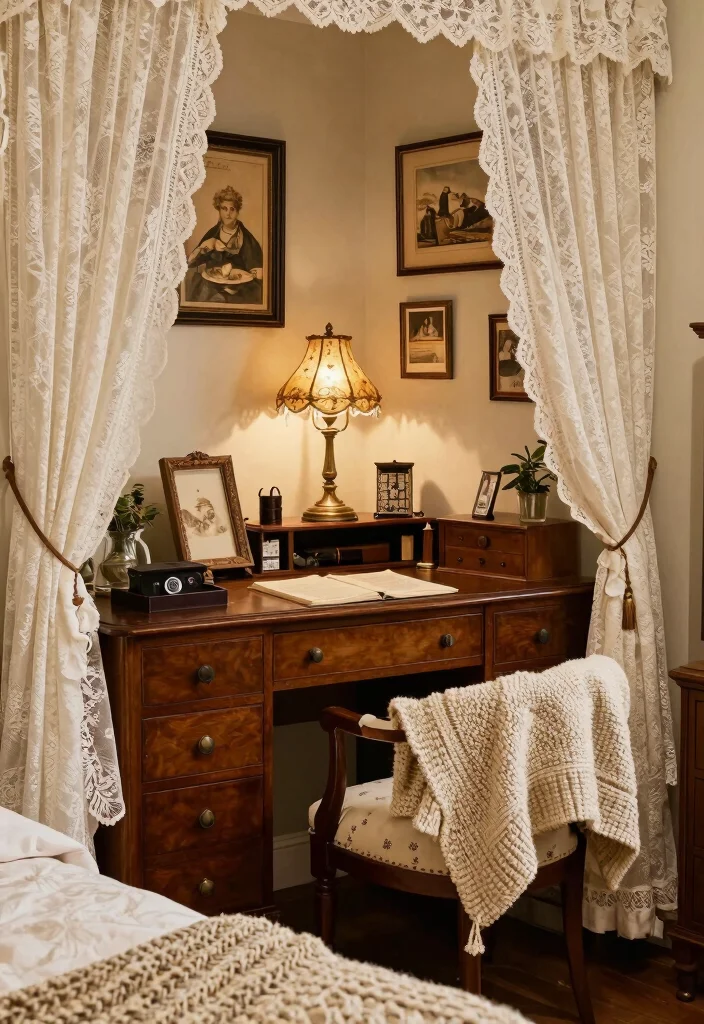 15 Bedroom Nook Ideas for Cozy Private Corners - 12. Vintage Charm Nook 1