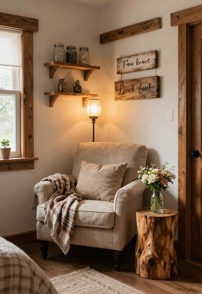 15 Bedroom Nook Ideas for Cozy Private Corners - 13. Rustic Farmhouse Vibes 1