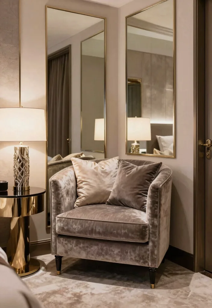 15 Bedroom Nook Ideas for Cozy Private Corners - 14. Glamorous Luxe Nook 1