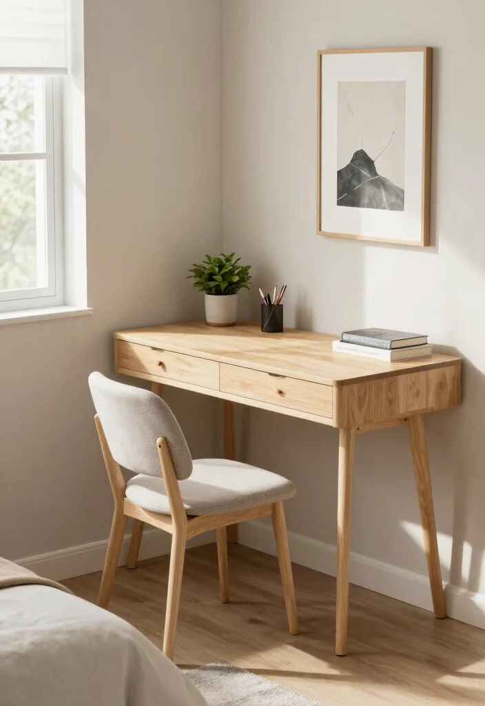 15 Bedroom Nook Ideas for Cozy Private Corners - 3. Minimalist Corner Desk 1