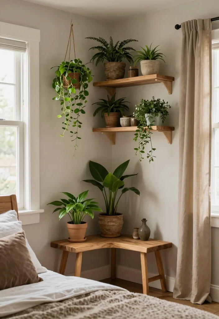 15 Bedroom Nook Ideas for Cozy Private Corners - 7. Nature-Inspired Corner 1