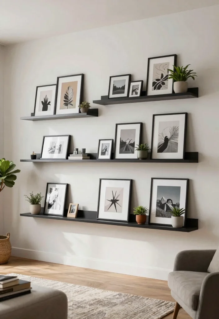 15 CB2 Living Room Ideas Modern Sleek and Trendy - 6. Artistic Display with Wall Shelves 1