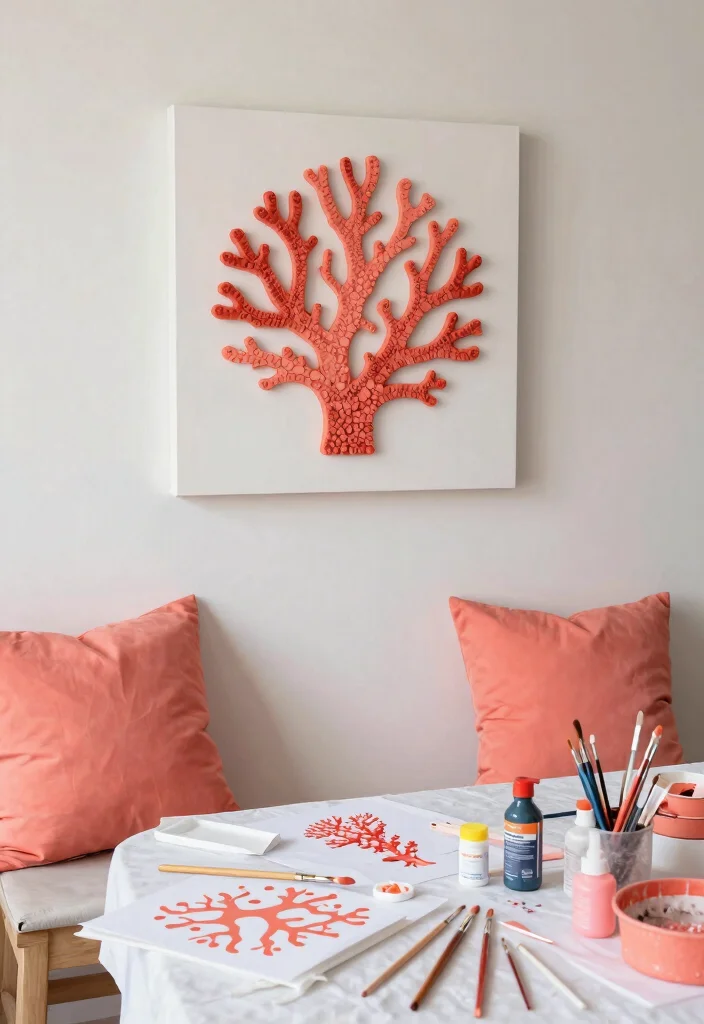 15 Coral Living Room Ideas: Warm, Fresh, and Inviting - 15. Coral-inspired DIY Projects 1