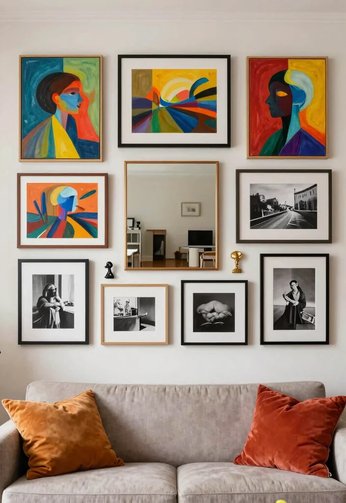 15 Extra Living Room Ideas for Flexible Bonus Spaces - 6. Art Display Wall 1