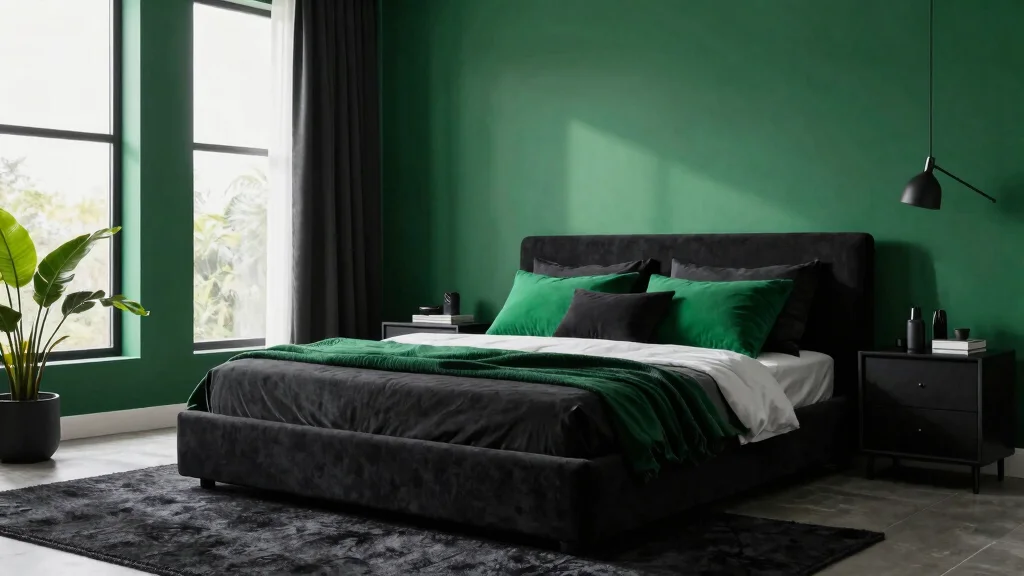 15 Green and Black Bedroom Ideas: Bold Modern Contrast
