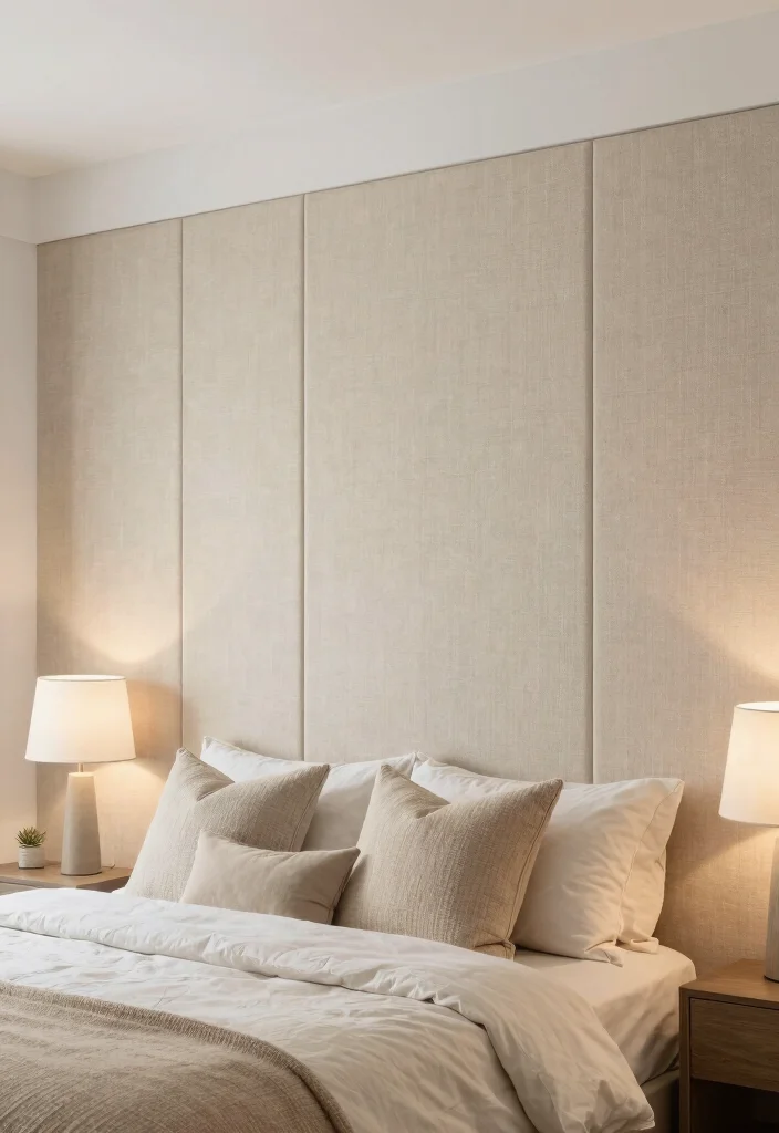 15 Half Wall Paneling Ideas Bedroom Classic Modern Blend - 14. Textural Fabrics as Wall Paneling 1