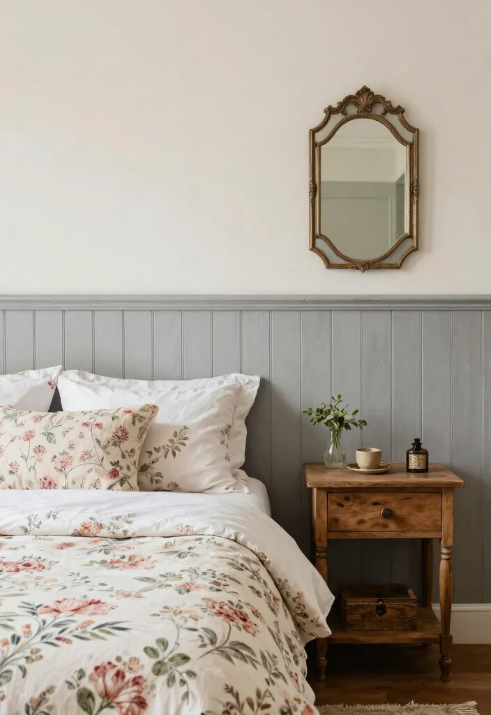 15 Half Wall Paneling Ideas Bedroom Classic Modern Blend - 15. Vintage-Inspired Paneling for Nostalgic Charm 1