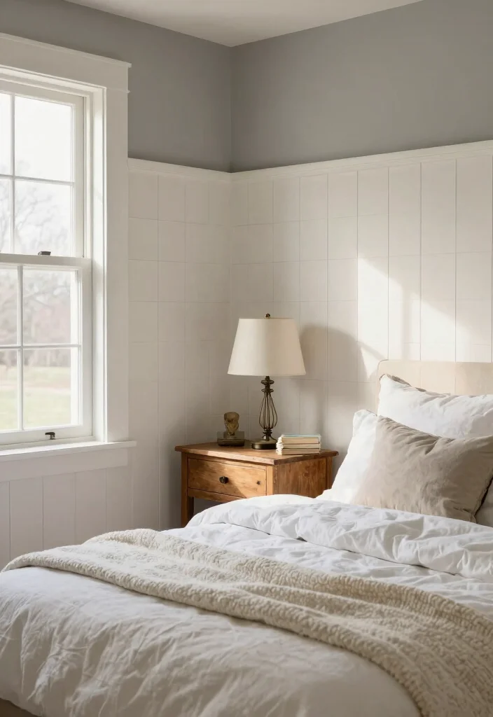 15 Half Wall Paneling Ideas Bedroom Classic Modern Blend - 6. Farmhouse Shiplap for Cozy Charm 1