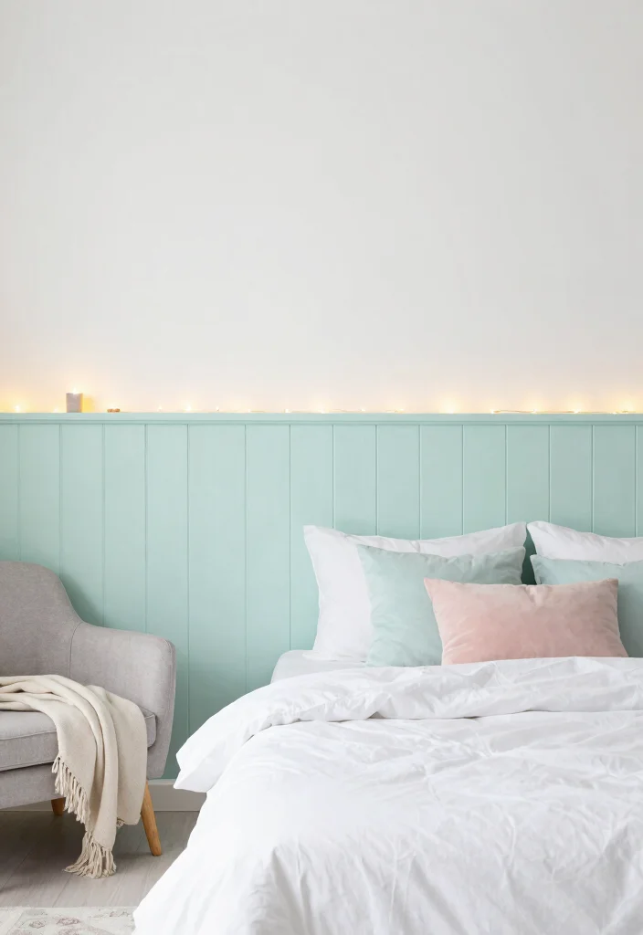 15 Half Wall Paneling Ideas Bedroom Classic Modern Blend - 8. Soft Pastels for a Gentle Touch 1
