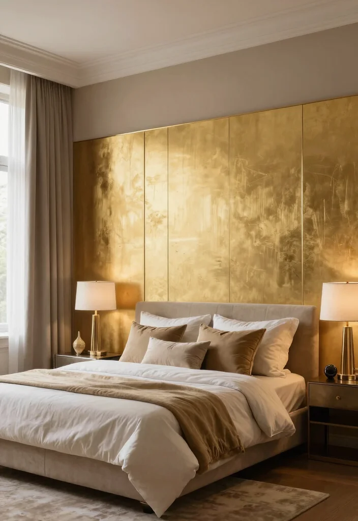 15 Half Wall Paneling Ideas Bedroom Classic Modern Blend - 9. Modern Metallic Finishes for Glamour 1