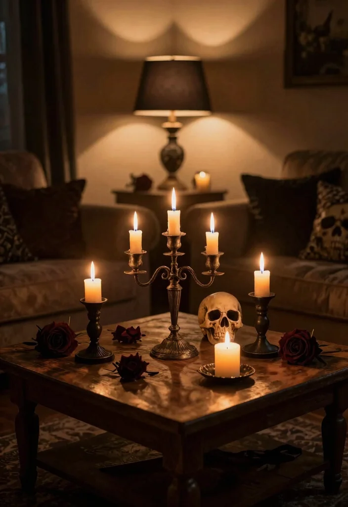 15 Horror Living Room Ideas: Dark Creepy Aesthetic - 3. Spooky Lighting 1
