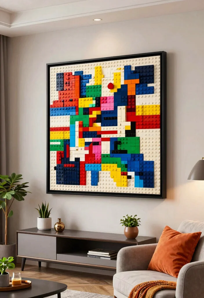 15 Lego Living Room Ideas for Playful Creative Decor - 2. Lego Wall Art 1