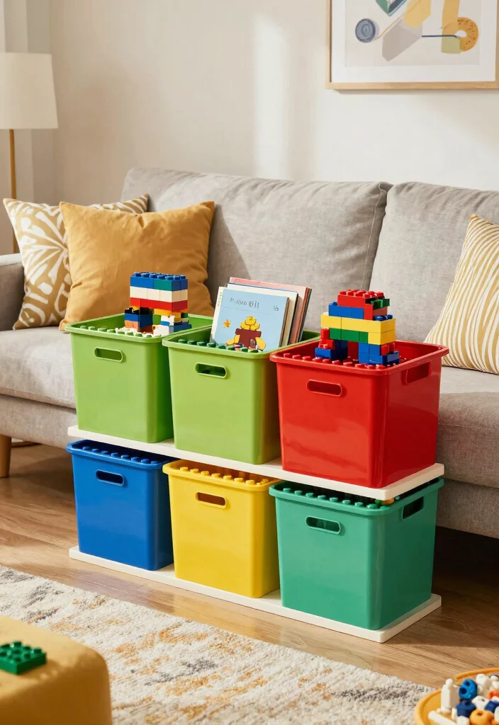 15 Lego Living Room Ideas for Playful Creative Decor - 7. Lego Storage Solutions 1
