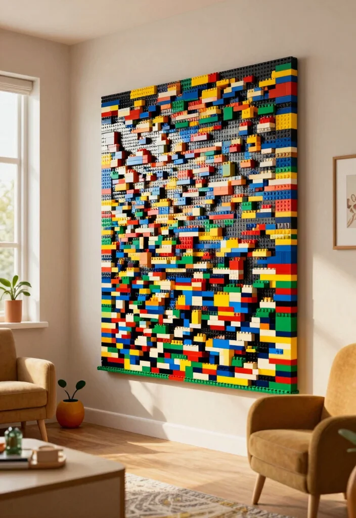 15 Lego Living Room Ideas for Playful Creative Decor - 9. Interactive Lego Walls 1