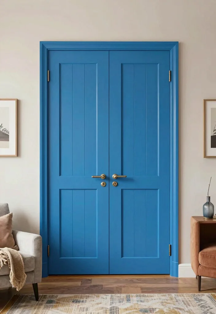 15 Living Room Double Doors Ideas for Elegant Flow Design - 13. Vertical Panel Doors for a Unique Look 1