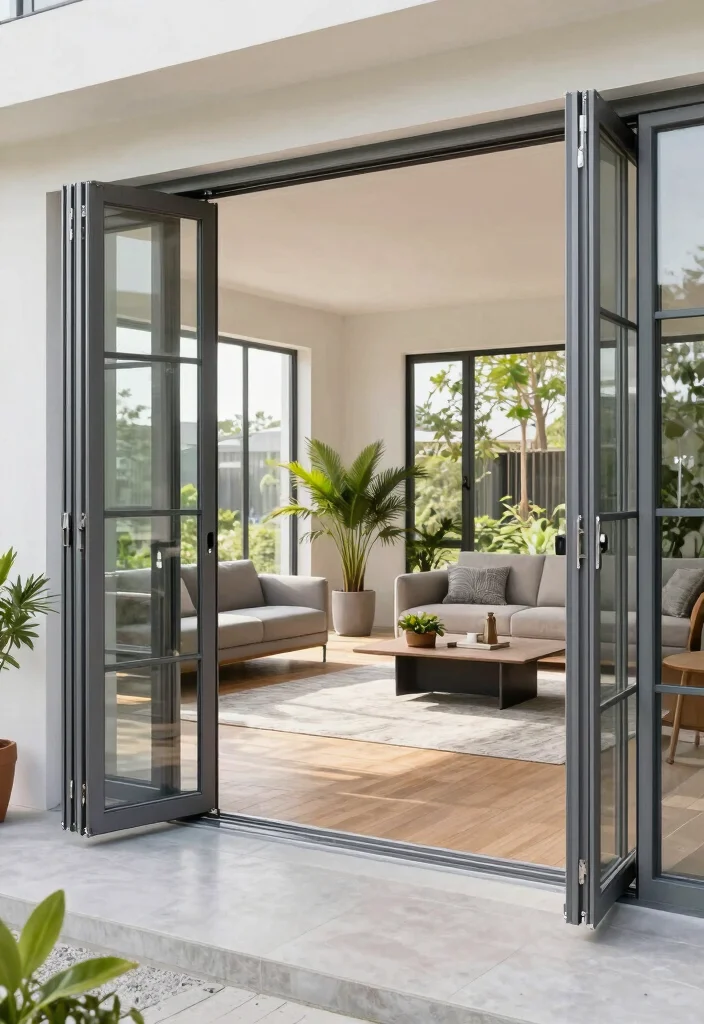 15 Living Room Double Doors Ideas for Elegant Flow Design - 3. Multi-Purpose Folding Doors 1