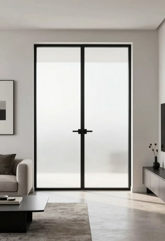 15 Living Room Double Doors Ideas for Elegant Flow Design - 6. Modern Minimalist Double Doors 1