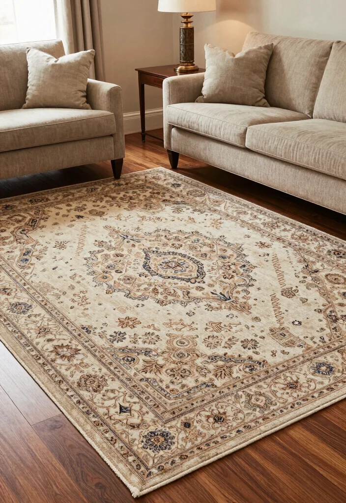 15 Living Room Inspiratie Luxe Ideas: Elegant High-End Style - 13. Define Spaces with Rugs 1