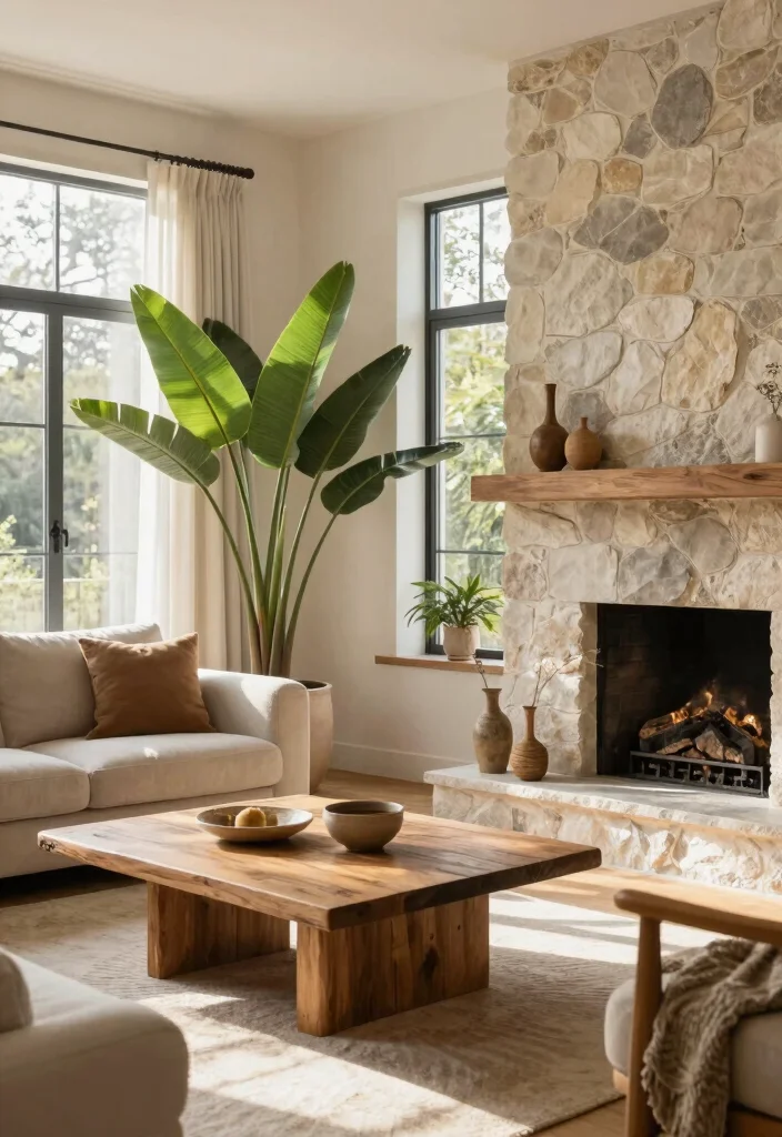 15 Living Room Inspiratie Luxe Ideas: Elegant High-End Style - 5. Integrate Natural Elements 1
