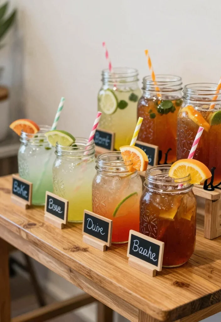 15 Living Room Picnic Ideas for Cozy Floor Seating Vibes - 3. Mason Jar Drink Station 1