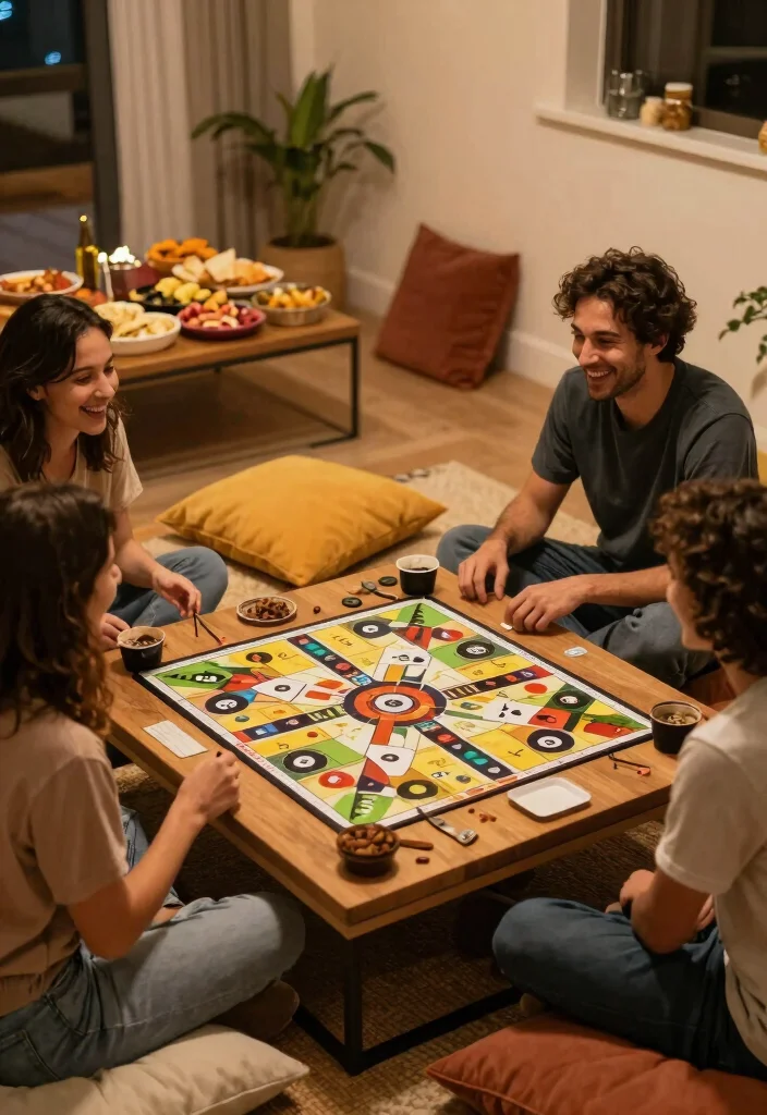 15 Living Room Picnic Ideas for Cozy Floor Seating Vibes - 6. Game Night Picnic 1