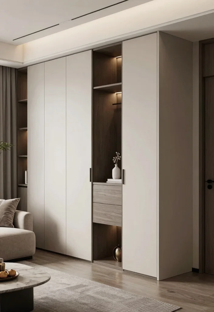 15 Living Room Wardrobe Ideas: Hidden Storage Solutions - 12. Wardrobe with Hidden Compartments 1