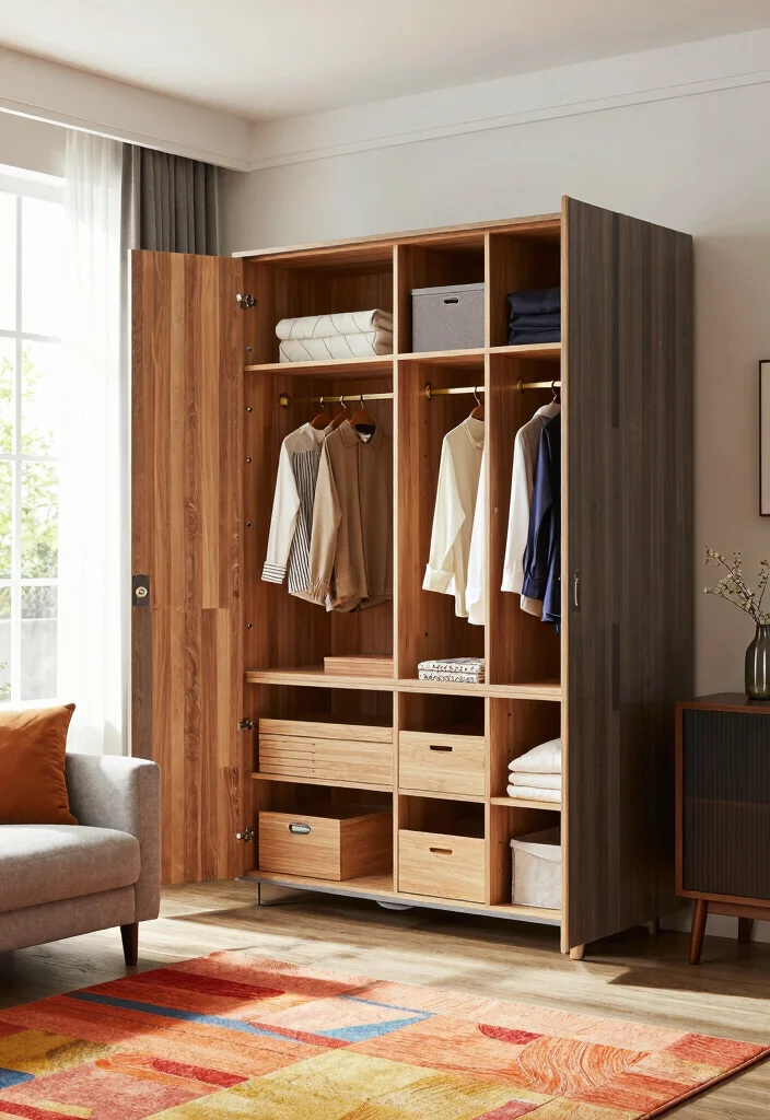 15 Living Room Wardrobe Ideas: Hidden Storage Solutions - 13. Wardrobe with a Twist 1