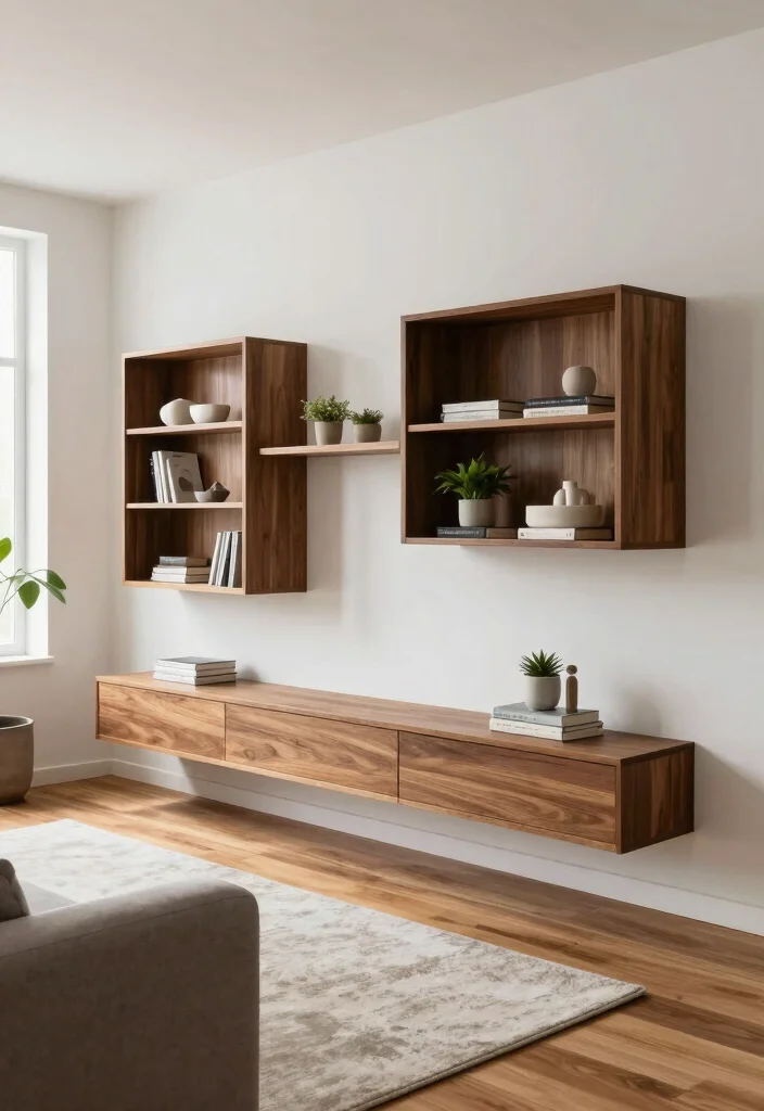 15 Living Room Wardrobe Ideas: Hidden Storage Solutions - 2. Floating Wardrobe Units 1