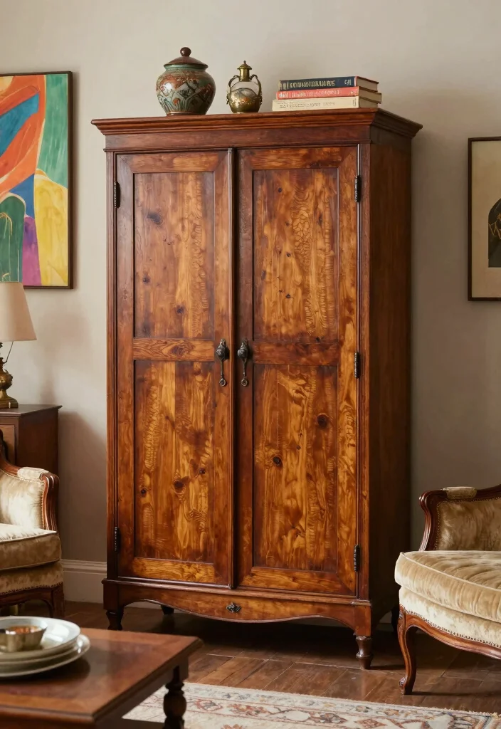 15 Living Room Wardrobe Ideas: Hidden Storage Solutions - 4. Vintage Wardrobe Revival 1