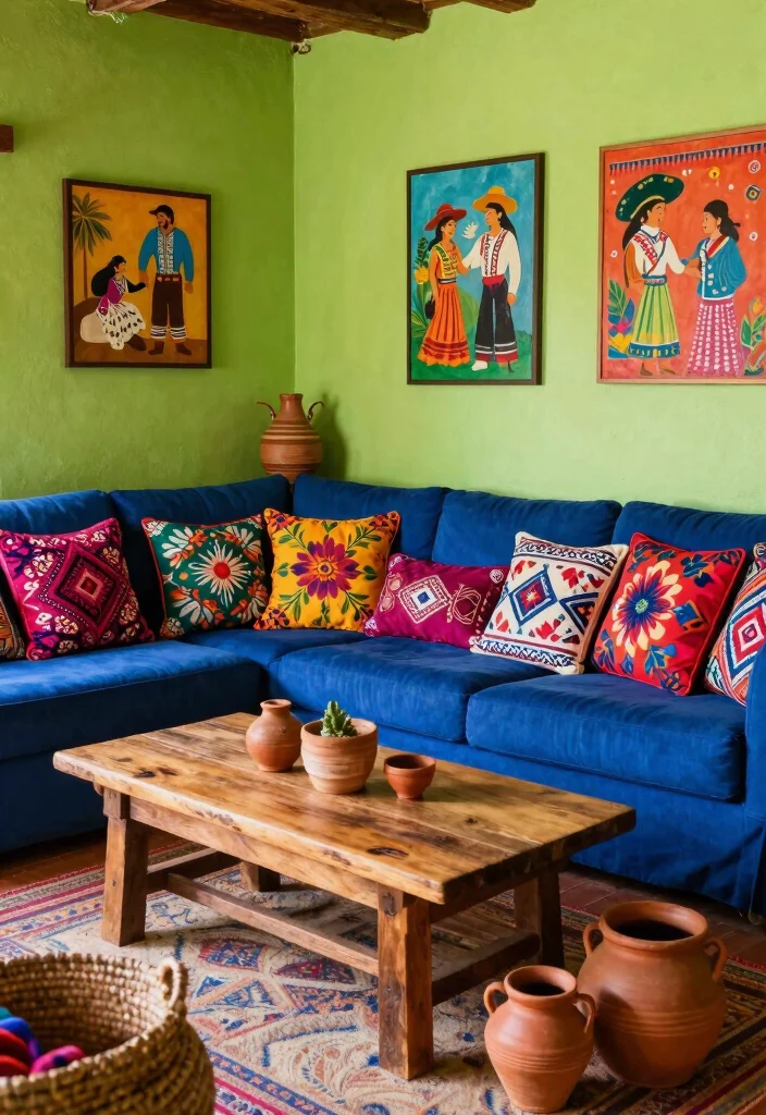 15 Mexican Living Room Ideas: Embracing Colorful Cultural Style - 1. Embrace Bold Colors 1