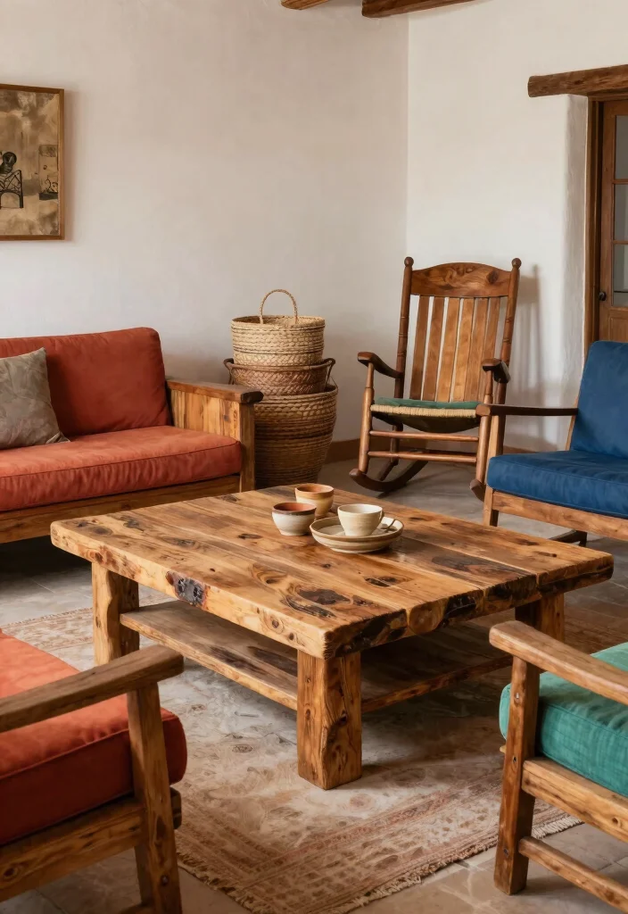 15 Mexican Living Room Ideas: Embracing Colorful Cultural Style - 3. Rustic Furniture Pieces 1