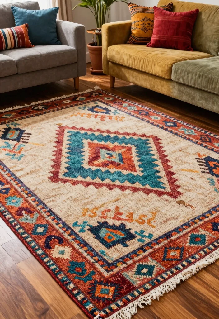 15 Mexican Living Room Ideas: Embracing Colorful Cultural Style - 6. Textured Rugs 1