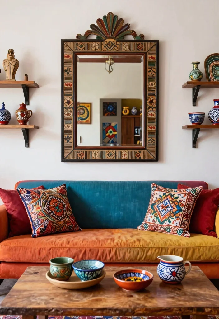 15 Mexican Living Room Ideas: Embracing Colorful Cultural Style - 9. Statement Accessories 1
