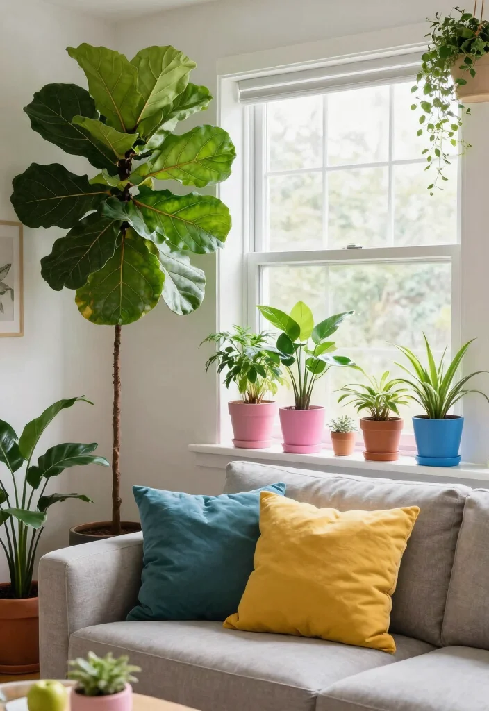 15 Pop Living Room Ideas: Bold, Colorful, Fun - 11. Indoor Plants 1