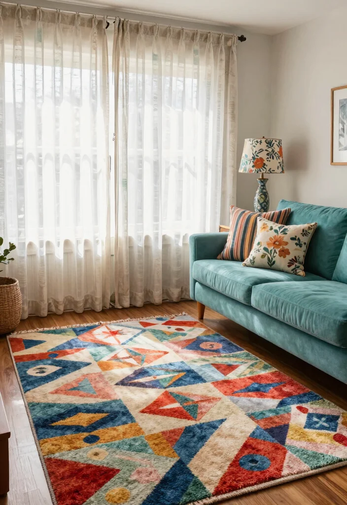 15 Pop Living Room Ideas: Bold, Colorful, Fun - 3. Playful Patterns 1