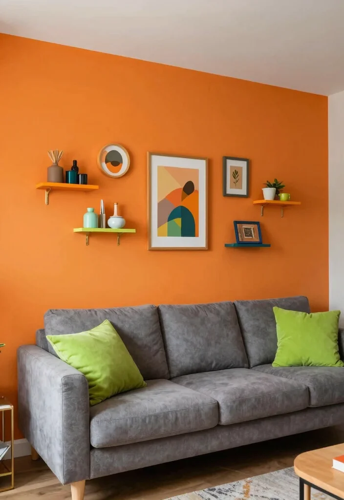 15 Pop Living Room Ideas: Bold, Colorful, Fun - 4. Accent Walls with a Twist 1