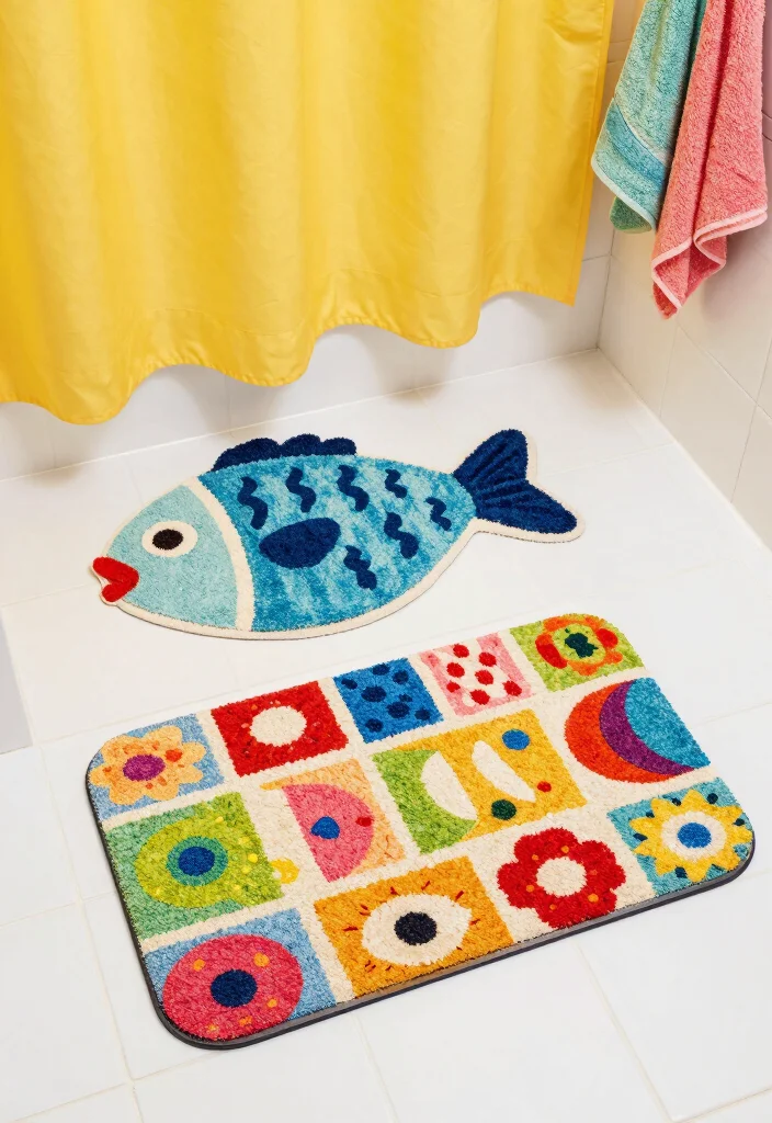 15 Toca Boca Bedroom Ideas for Big Family House Bathrooms: Fun Themes for Kids - 4. Fun Bath Mats 1