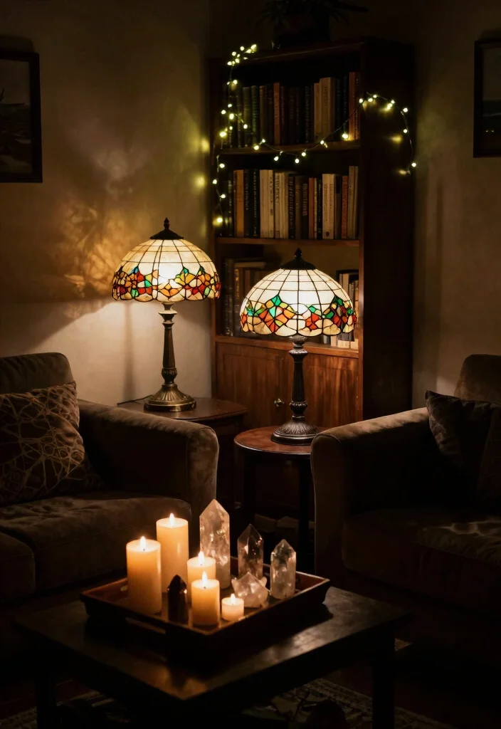15 Witchy Living Room Ideas for a Dark Mystical Aesthetic - 3. Mystical Lighting 1