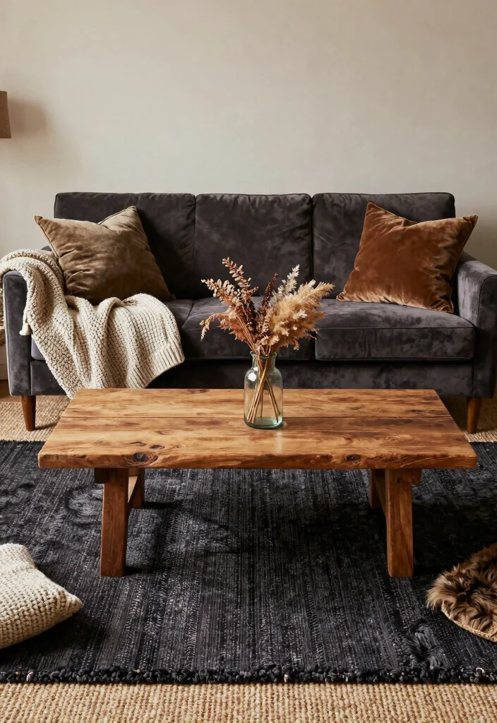 15 Witchy Living Room Ideas for a Dark Mystical Aesthetic - 4. Textured Layers 1