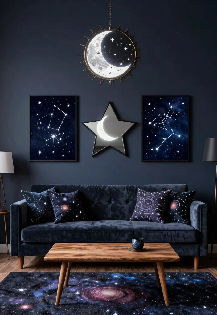 15 Witchy Living Room Ideas for a Dark Mystical Aesthetic - 6. Celestial Touches 1