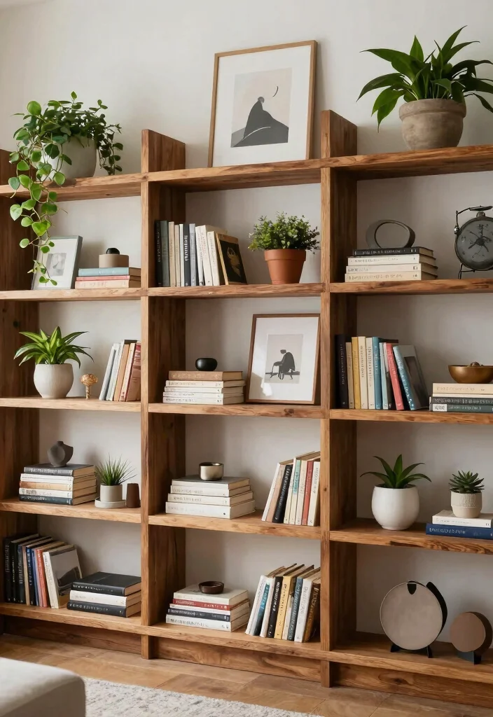 16 American Living Room Design Ideas Comfortable and Timeless - 12. Utilize Open Shelving 1