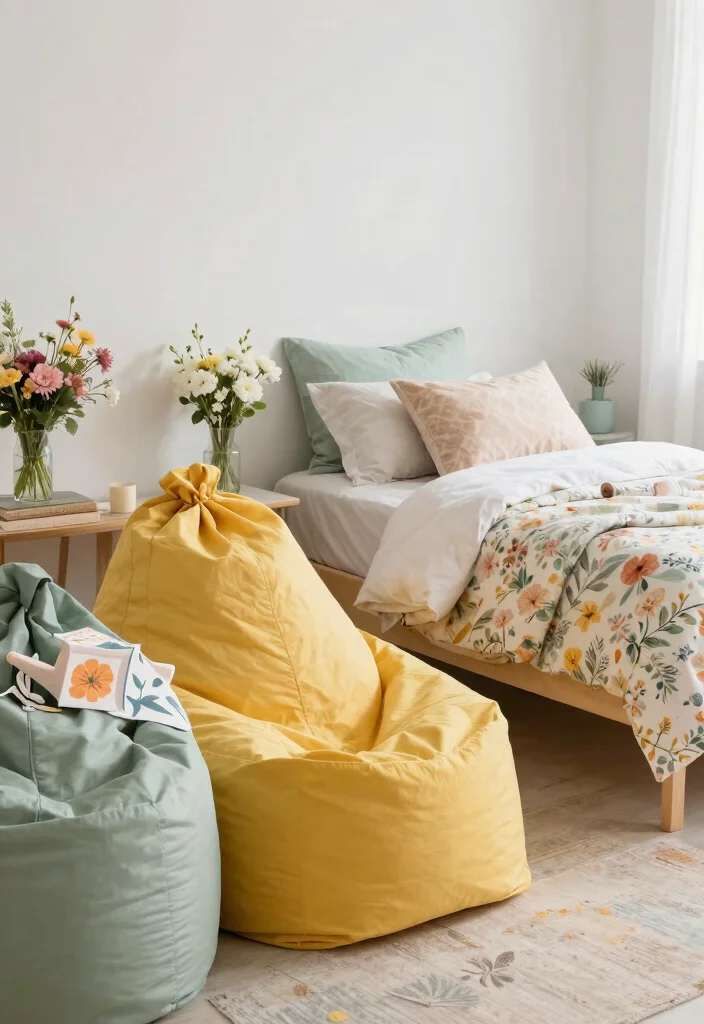 16 Bean Bag Bedroom Ideas for Cozy Casual Comfort - 10. Seasonal Decor with Bean Bags 1