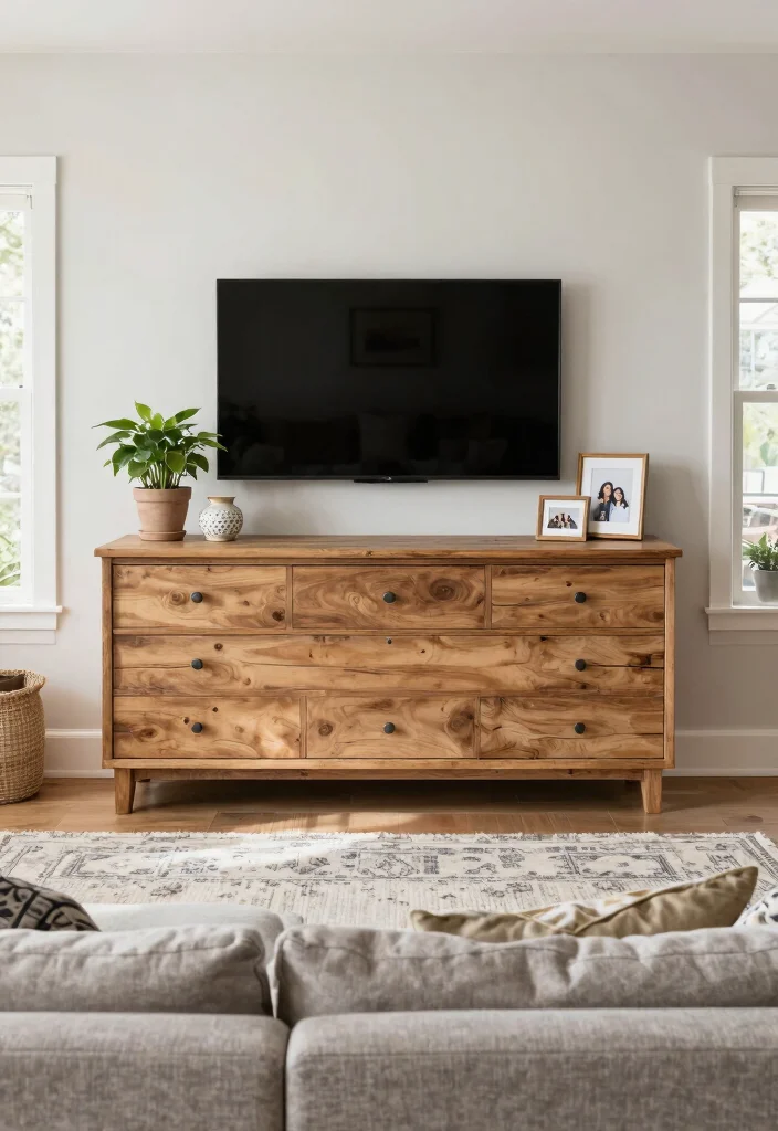 16 Dresser Living Room Ideas: Unexpected Storage Style - 1. Dresser as a TV Stand 1