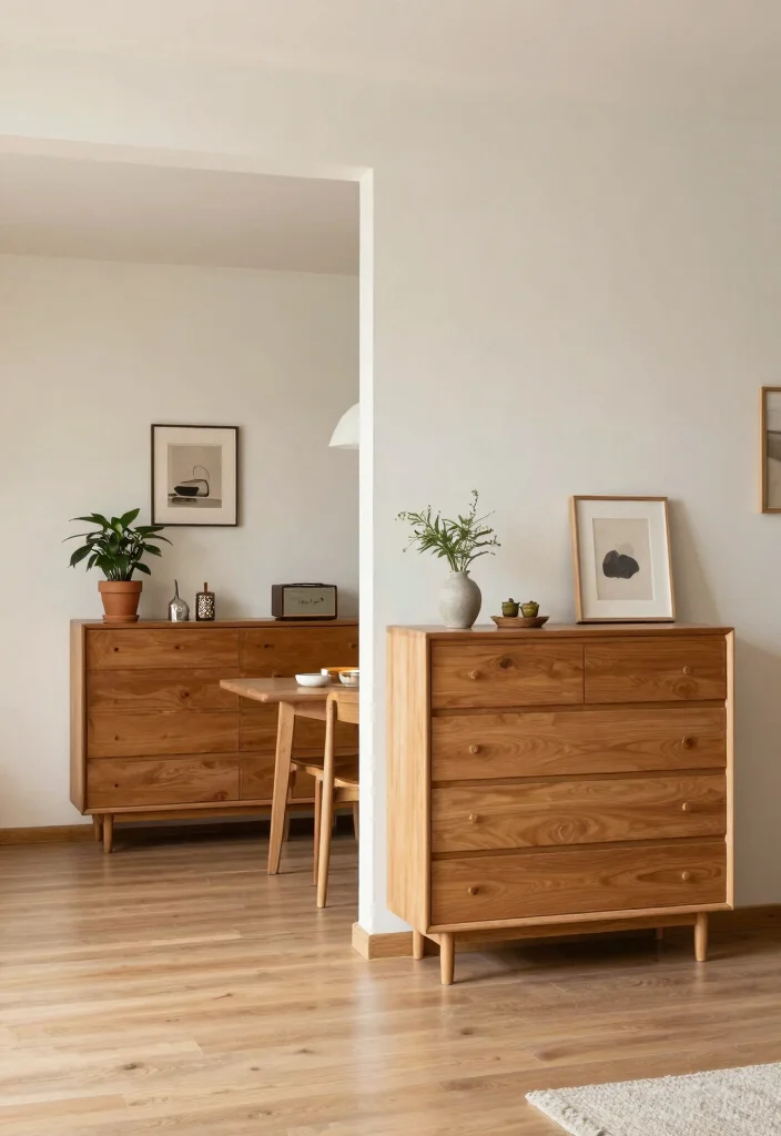 16 Dresser Living Room Ideas: Unexpected Storage Style - 13. Dresser as a Room Divider 1