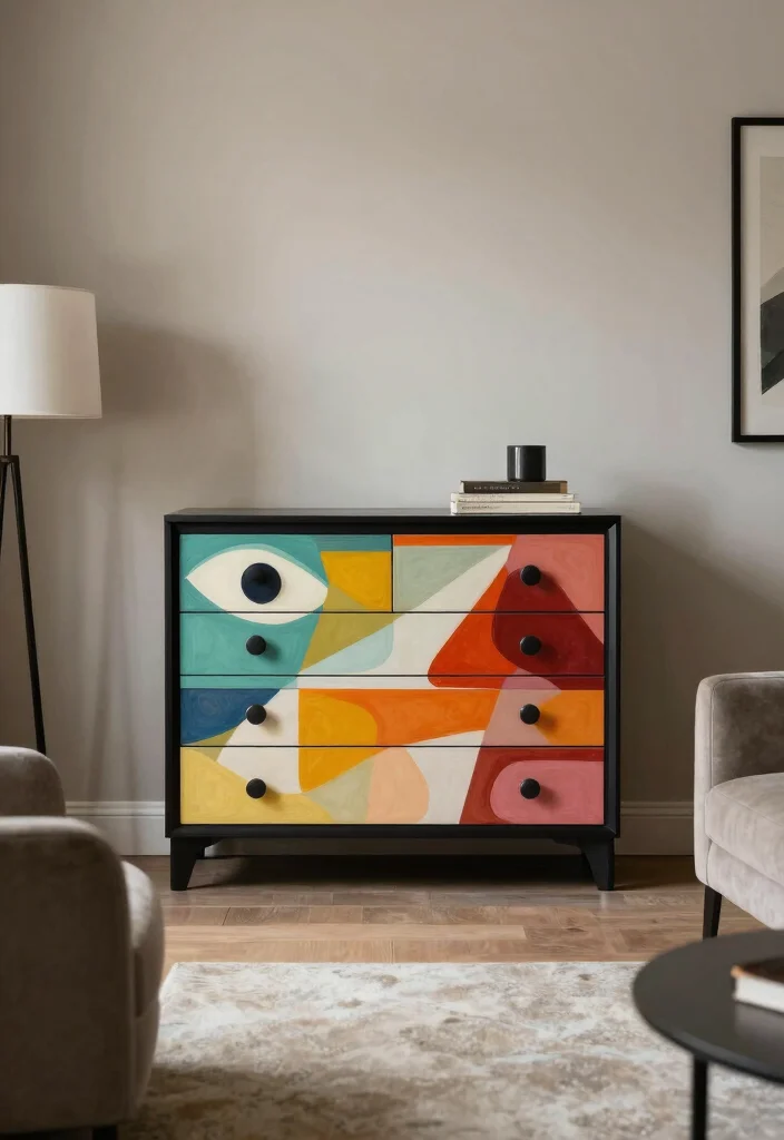 16 Dresser Living Room Ideas: Unexpected Storage Style - 14. Statement Dresser for a Focal Point 1