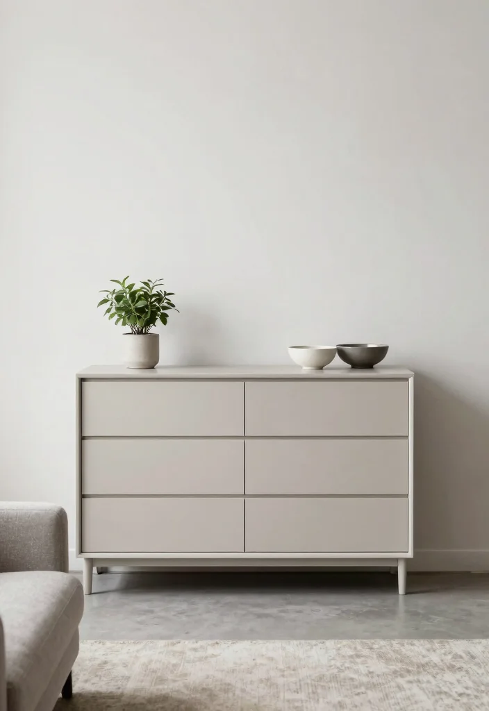 16 Dresser Living Room Ideas: Unexpected Storage Style - 8. Minimalist Dresser: Less is More 1