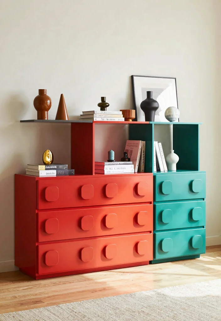 16 Dresser Living Room Ideas: Unexpected Storage Style - 9. Modular Dressers for Flexibility 1